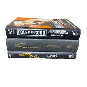 WWE Wrestling Book Lot 3 HC Mick Foley Mankind The Rock Says Hardcover Set WWF